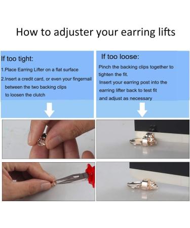 6 Pairs Adjustable Earring Lifters | Hypoallergenic Secure Backs | 18K Gold Plated & Sterling Silver | Heart, Crown, Clover Styles - Buy Online on GoSupps.com