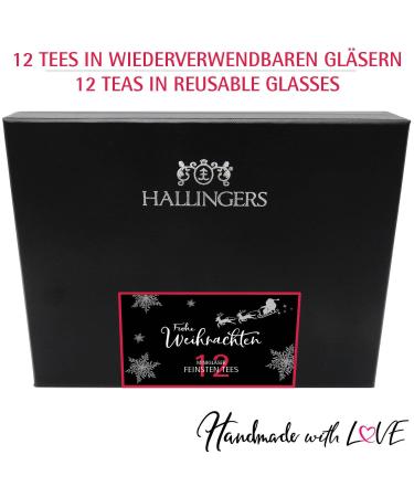 Hallingers Merry Christmas Tea Gift Set - 12 Vegan & Gluten-Free Varieties in Screw Glasses | Perfect for Mother's Day Father's Day & General Gifting - Buy Online on GoSupps.com