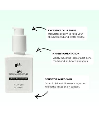 Gle Skin 10% Niacinamide Facial Serum with Vitamin B5 Advanced Pore Minimizer & Skin Texture Refiner Brightening Face Serum for Uneven Tone Oil Control & Hydrating Barrier Support 1 fl oz - Buy Online on GoSupps.com