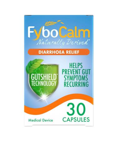 FyboCalm Diarrhoea Relief 30 Capsules Long Lasting Relief IBS Gluten Free Lactose Free Relieve and Prevent Gut Symptoms Recurring Pre Biotic