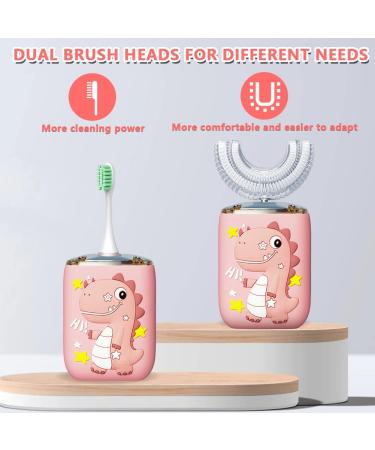 Kids Ultrasonic Electric U-Shaped Toothbrush | 6 Speed Modes, IPX7 Waterproof | 360 Oral Cleaning Automatic Toothbrush for 2-7 Years Old | Pink - Buy Online on GoSupps.com