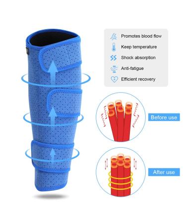 Adjustable Calf Brace & Shin Splint Support - Compression Sleeve for Muscle Pain & Injury Relief | Men & Women | Blue - Buy Online on GoSupps.com