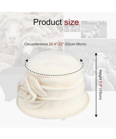 Sumolux Women's Vintage Floral Wool Beret Hat - French Style Cloche Winter Hat in White - Buy Online on GoSupps.com