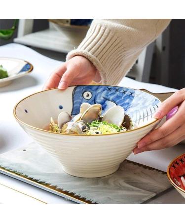 Bowl Creative Japanese Style Bowl Home Breakfast Noodle Bowl Ceramic Soup Bowl Personality Cutlery Pasta Bowl European Kitchen Cutlery Bowl (Color : 23cm)