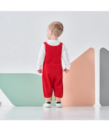 Volunboy Unisex Baby Cotton Dungarees | Toddler Corduroy Striped Overalls | 18-24 Months | Red - Buy Online on GoSupps.com