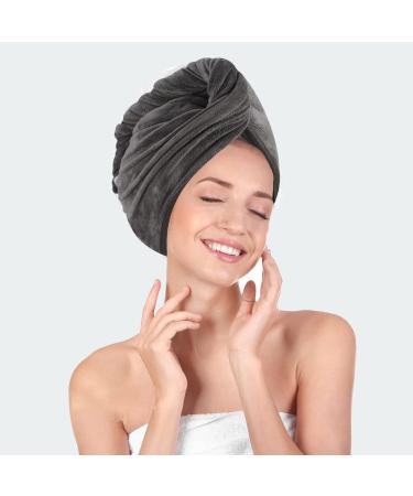 Buy Kinhwa XL Microfiber Turban Towel - Quick-Drying Super Absorbent Hair Towel for Long Hair (2-Pack Gray 70x30 cm) - Buy Online on GoSupps.com