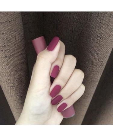 Sethain matt square false nails tips violet short fingers fingernails complete cover 24 pieces press nail for women and girls