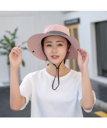 NPQQUAN Sun Hat for Women Men - 2 PCS Wide Brim UPF 50+ Fishing Bucket Beach Hats with Ponytail Hole - Pink/Grey - Buy Online on GoSupps.com