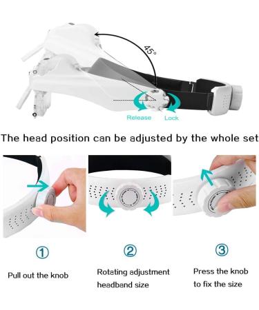 Headband Lighted Magnifying Glasses with LED Light - Handsfree Head Mount Magnifier Loupe for Close Work, Sewing, Crafts, Reading, Jewelry Repair - 1.0X to 14.0X Magnification - White - Buy Online on GoSupps.com