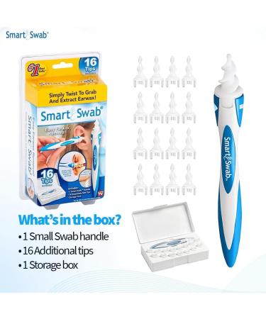 Smart Swab Spiral Ear Cleanser- Earwax Remover Tool with 16 Replaceable Tips - Safe, Pain-Free, and Reusable Earwax Removal Kit - Gentle Ear Cleaning - 1 Count - Buy Online on GoSupps.com