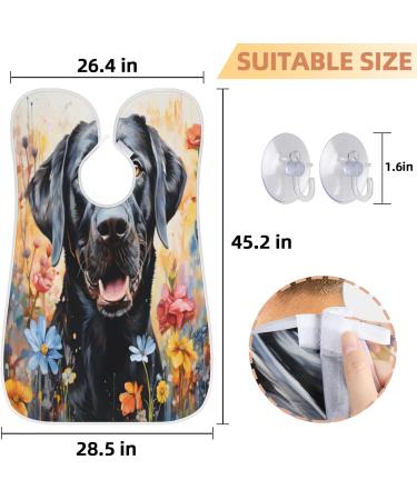 Flower Black Dog Beard Bib Apron - Ultimate Beard Hair Catcher for Men | Ideal Father's Day Gifts Anniversary & Christmas for Dad & Husband - Buy Online on GoSupps.com