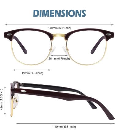 CGID 50s Retro Horn Rimmed Glasses - Rockabilly Geek Style Half Frame in Red & Black - International Shipping Available - Buy Online on GoSupps.com