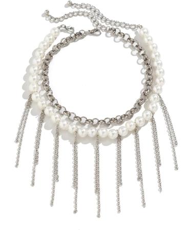 Vsilay Lianxue Vintage Imitation Pearl Necklace - Double Layer Clavicle Chain Fashion Jewelry for Women | Ship Worldwide - Buy Online on GoSupps.com