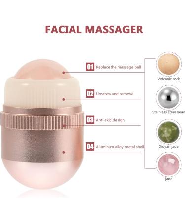 FRCOLOR Volcanic Stone Ball Beauty Massage Roller Set - Tighten & Refresh Facial & Eye Massagers - Oil Absorbing Pink Roller for All Skin Types - Buy Online on GoSupps.com