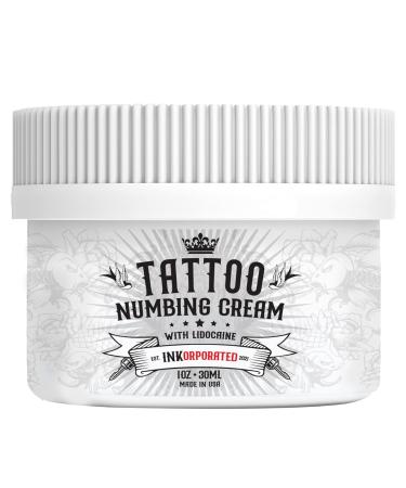 Premium Tattoo Numbing Cream - InKorporated Numbing Cream for Tattoos, Laser Hair Removal, Brazilian Waxing - Vitamin E-Infused Lidocaine Cream Brings Relief within 5-15 Mins - 30ml (1 Oz (Pack of 1)) 1 Ounce (Pack of 1)