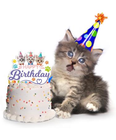 Cat Cake Topper Birthday Topper for Cat Party Decorations Happy Birthday Cake Topper Decoration for Pet Kitten Kitty Birthday Party Decorations 5 inch Colorful Cake Topper - Buy Online on GoSupps.com