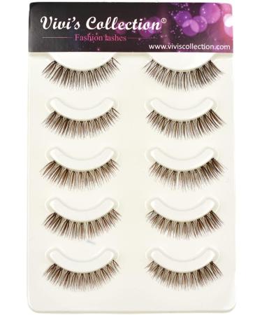 Vivis False Eyelashes 5 Pairs Lashes Short Natural Small Brown Faux Mink Long Volume Hand-made Dramatic Fake Eye Black Nature Soft for Various Makeups - 113M - Buy Online on GoSupps.com