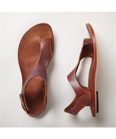 Women's Vintage Crystal Hollow Out Zip Up Roman Flat Sandals - Brown | Size 8.5 - Buy Online on GoSupps.com