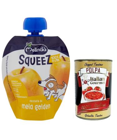 Melinda Passata di Mela Golden Squeez 100 fruit golden apple fruit puree fruit to squeeze 90 g + Italian Gourmet Polpa di Pomodoro 400 g can