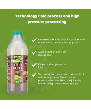 Naturae Healthy Aloe Vera Juice with Pulp Organic & Cold-Processed Supports Stomach Acidity Regulation and Overall Digestive Wellness - 33.8 fl oz 1 Unit - Buy Online on GoSupps.com