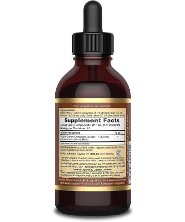 CinnaGold Organic Ceylon Cinnamon (100% Certified) Liquid Extract 4 oz | Super Antioxidant Supplement - Ceylon Cinnamon Shop - Buy Online on GoSupps.com
