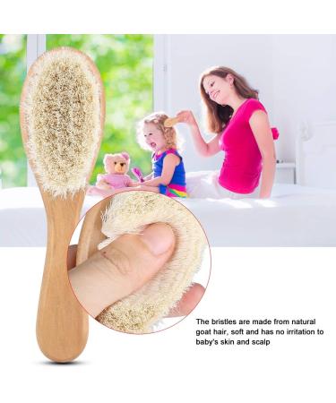 Baby Head Brush - Soft Natural Goat Bristles Hair Comb for Infant Massage and Scrubbing - Perfect Newborn Shower Registry Gift - Buy Online on GoSupps.com