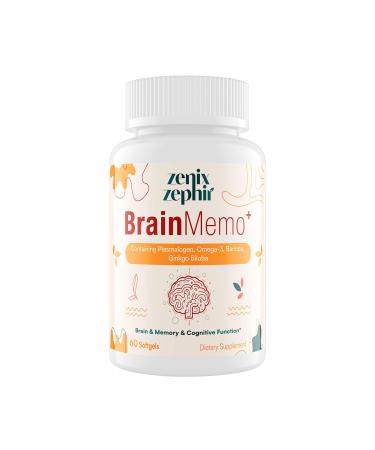 ZenixZephir Memory Focus Supplement - Brain Support with Omega-3 Bacopa and Plasmalogens for Enhanced Cognitive Function - Concentration and Memory - Non-GMO 60 Softgels