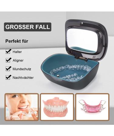 LdawyDE Denture Box Retainer Case Set - Denture Brush Chewies and Removal Tool Included - Mirror Attached for Convenience Black - Buy Online on GoSupps.com
