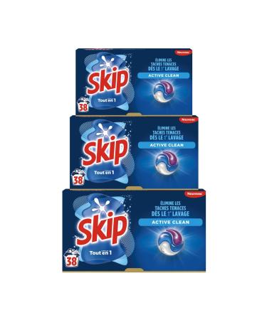 Skip Active Clean Liquid Detergent Capsules 3 in 1-114 washes - impeccable result and long-lasting freshness - without plasti