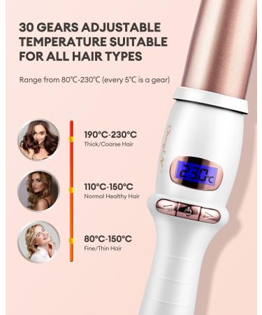 CkeyiN Professional Ceramic Hair Curling Wand 25-32MM - Adjustable Temperature - LCD Screen - Glove Included - Buy Online on GoSupps.com