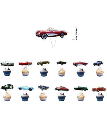 CLLRYBO Classic Retro Car Cupcake Toppers - 24 Pieces Birthday Wedding & Party Decorations - Buy Online on GoSupps.com