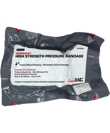 MediTac Emergency High Strength Pressure Bandage 4 Inch - Trauma Wound Dressing Hemostatic Control Bandage (Pack of 1) - Buy Online on GoSupps.com