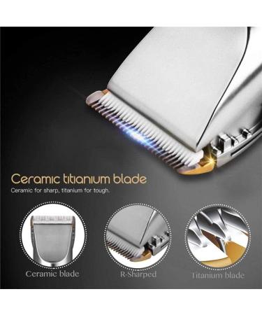Professional Cordless Hair Clipper - Low Noise Rechargeable Haircut with Titanium Ceramic Blade | Adjustable 0.8-2mm Electric Shaving - Ideal for Easy Home Grooming - Buy Online on GoSupps.com