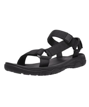 OutPro Men's Outdoor Sport Sandals Velcro Trekking Sandals Hiking Sandals Non-Slip Summer Black 43