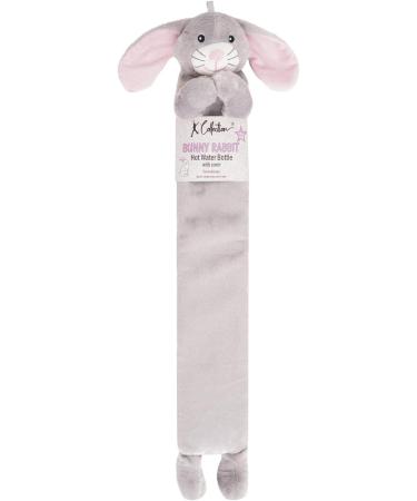 Super Soft Extra Long Hot Water Bottle with Rabbit Plush Cover - 2L Capacity, 72cm Long for Pain Relief - Grey - Buy Online on GoSupps.com