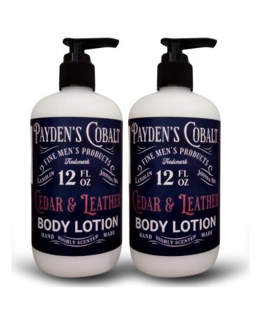 Payden's Cobalt Cedar & Leather For Men Scented Luxury Body Lotion with Lanolin and Jojoba Oil 12 Oz (2 Pack)