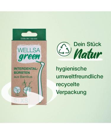 5-Pack Wellsamed Wellsagreen L-Shape Bamboo Interdental Brushes (XS) | Eco-Friendly Oral Care for Healthy Gums - Buy Online on GoSupps.com
