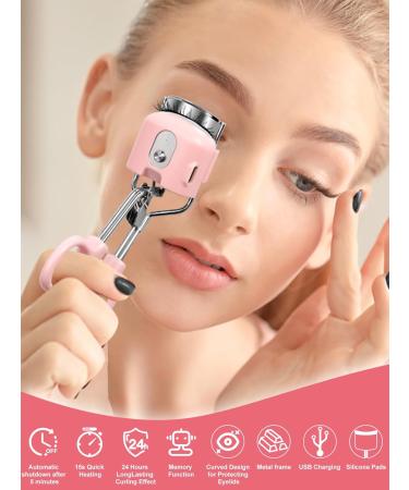 Kalolary Heated Eyelash Curlers Heated Lash Curlers with Eyelash Applicator Tool Lash Comb & Eyeliner Brushes 3 Heating Modes Electric Lash Curlers for Quick Natural Curling &Long Lasting (Pink) - Buy Online on GoSupps.com