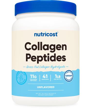 Nutricost Collagen Peptides Powder 1LB (454 G) - Grass Fed Bovine Collagen Hydrolysate (Unflavored) Unflavored 1 Pound (Pack of 1)
