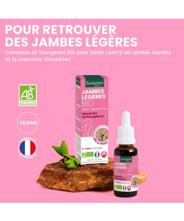 Santarome Bio - Organic Light Legs - Bud Macerate - Circulation Food Supplement - Heavy Legs Venous Pain - Buds - Chestnut Red Vine Chestnut - Bottle 30 ml - Buy Online on GoSupps.com