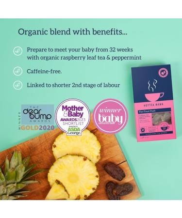 HOTTEA MAMA Organic Raspberry Leaf & Peppermint Blend Tea for Pregnancy | Caffeine Free Herbal Tea | 14 Biodegradable Pyramid Bags - Buy Online on GoSupps.com