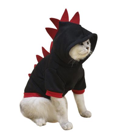 QWINEE Dinosaur Dog Hoodie Dog Warm Jacket Christmas Halloween Dog Costume Dog Clothes for Puppy Kitten Small Medium Dogs Cats Black S Small Black