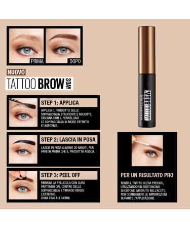 Maybelline New York Brow Tattoo Longlasting Tint Light Brown 4.9 ml - Natural Brow Color - 0.17 Fl Oz - Buy Online on GoSupps.com