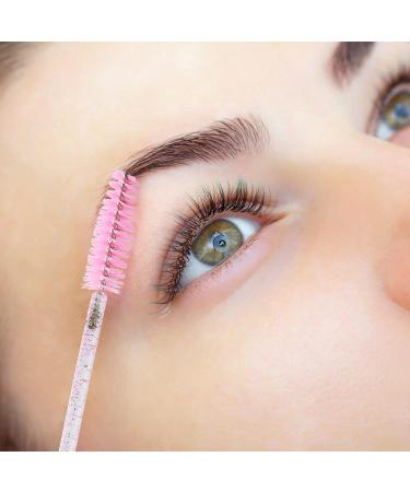100PCS Pink Crystal Mascara Wands - Disposable Eyelash & Eyebrow Brush Set with Container - Buy Online on GoSupps.com