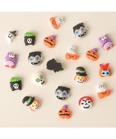 FEIlei 20Pcs Halloween Resin Nail Charms Pumpkin Wizard Skull Nail Art Decorations - Buy Online on GoSupps.com