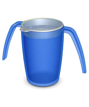 Ornamin 2-henkel mug 220 ml blue with drinking lid |Grip the ergonomic beak cup safely with two handles and hold on tremors |Drinking aid care mug tremor cup batch cup