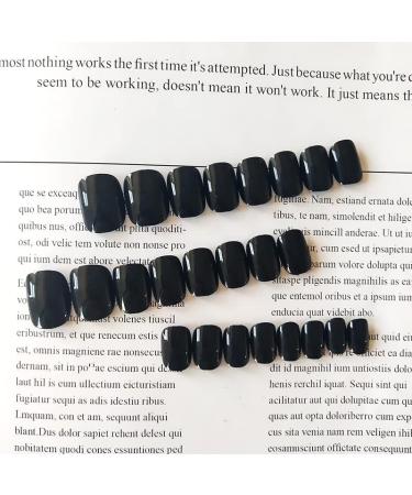 Press on Nails Short Round Fake Nails Black False Nails Gloss reusable Press on Nails Designs Acrylic Nails Press on Artificial Nails Stick on Nails For Women Girls 24Pcs - Buy Online on GoSupps.com