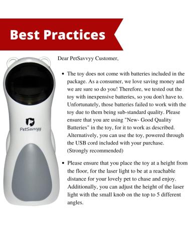 PetSavvyy Cat Laser Toy Automatic Portable Interactive Toy for Indoor Cats - Auto ON/OFF with Timer 3 Modes + 5 Angle Adjustable Height Silent Motor USB Powered/Batteries - Buy Online on GoSupps.com