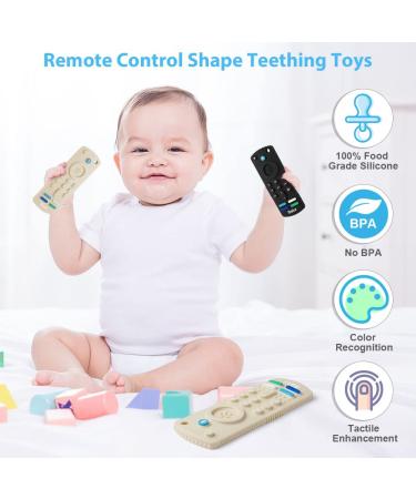 Hotut Baby Remote Control Bite Ring - 2 Pack BPA-Free Silicone Dental Aid with Pacifier Chains - Safe Baby Toys for 3 Months+ - Buy Online on GoSupps.com