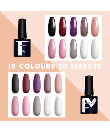 Phoenixy Gel Nail Kit - 10 Colours Starter Kit with 36W UV LED Lamp | Manicure Tools & Nail Polish Set - Perfect Gift for Women - 30 Piece Set - Buy Online on GoSupps.com